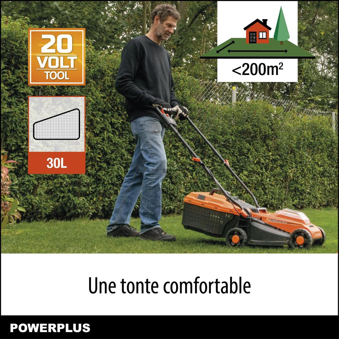 Powerplus Dual power Promo Kit Tondeuse Gazon POWDPGBOX25A – Tondeuse Gazon 20V 330 mm, Taille-Haie 460 mm, Coupe-Bordures 260 mm - 3