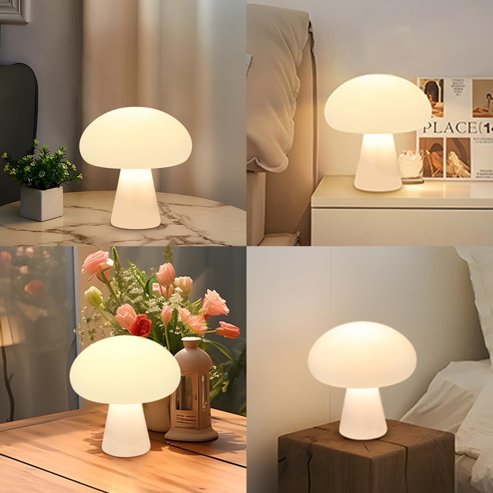 Lampe champignon, lampe de table sans fil, 3 couleurs, variateur d'intensité, portative, rechargeable par USB - 4