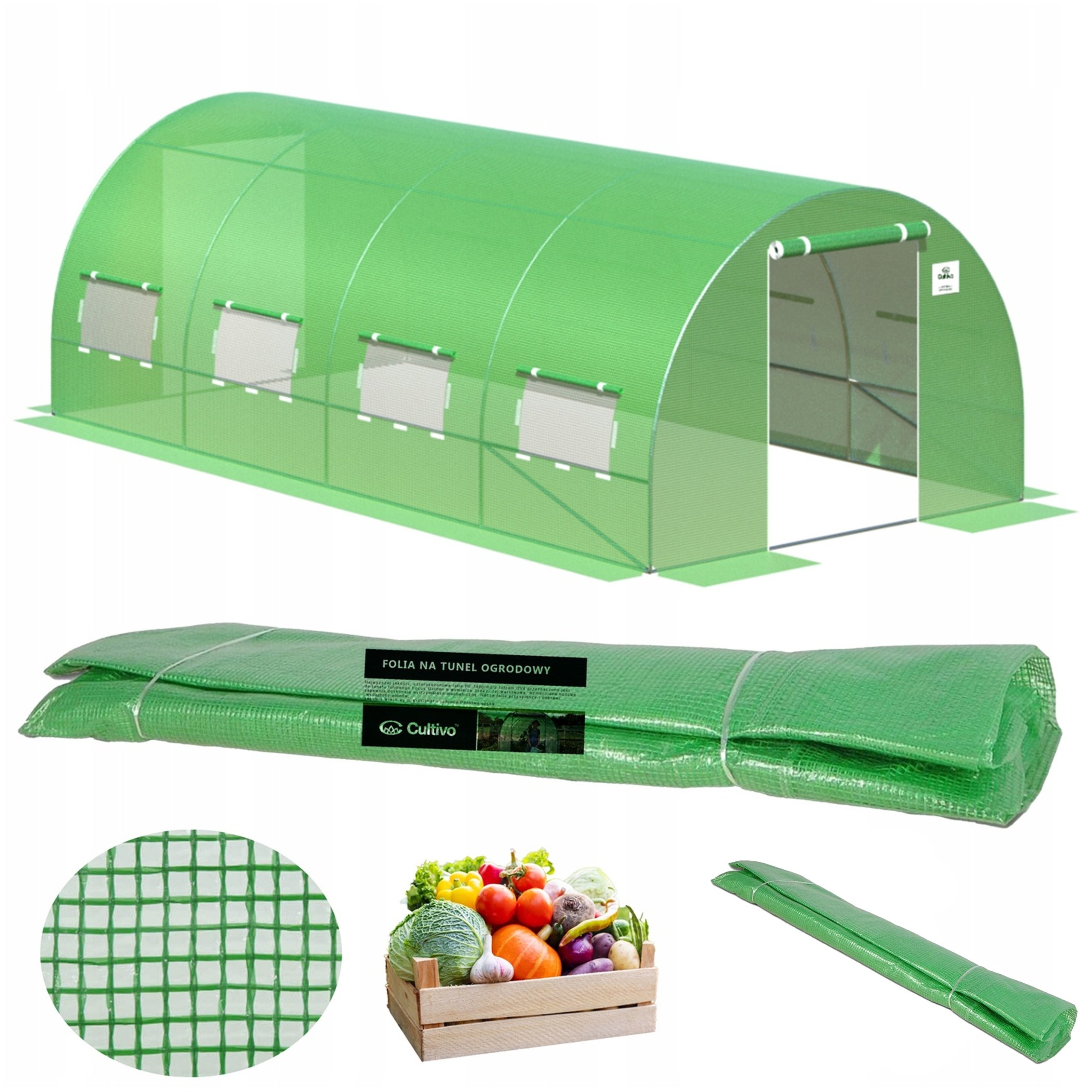 Folia Cultivo Zamienna Na Tunel Ogrodowy Szklarnia 3x6x2 Zielony Podwójne Drzwi Uv4 1 szt