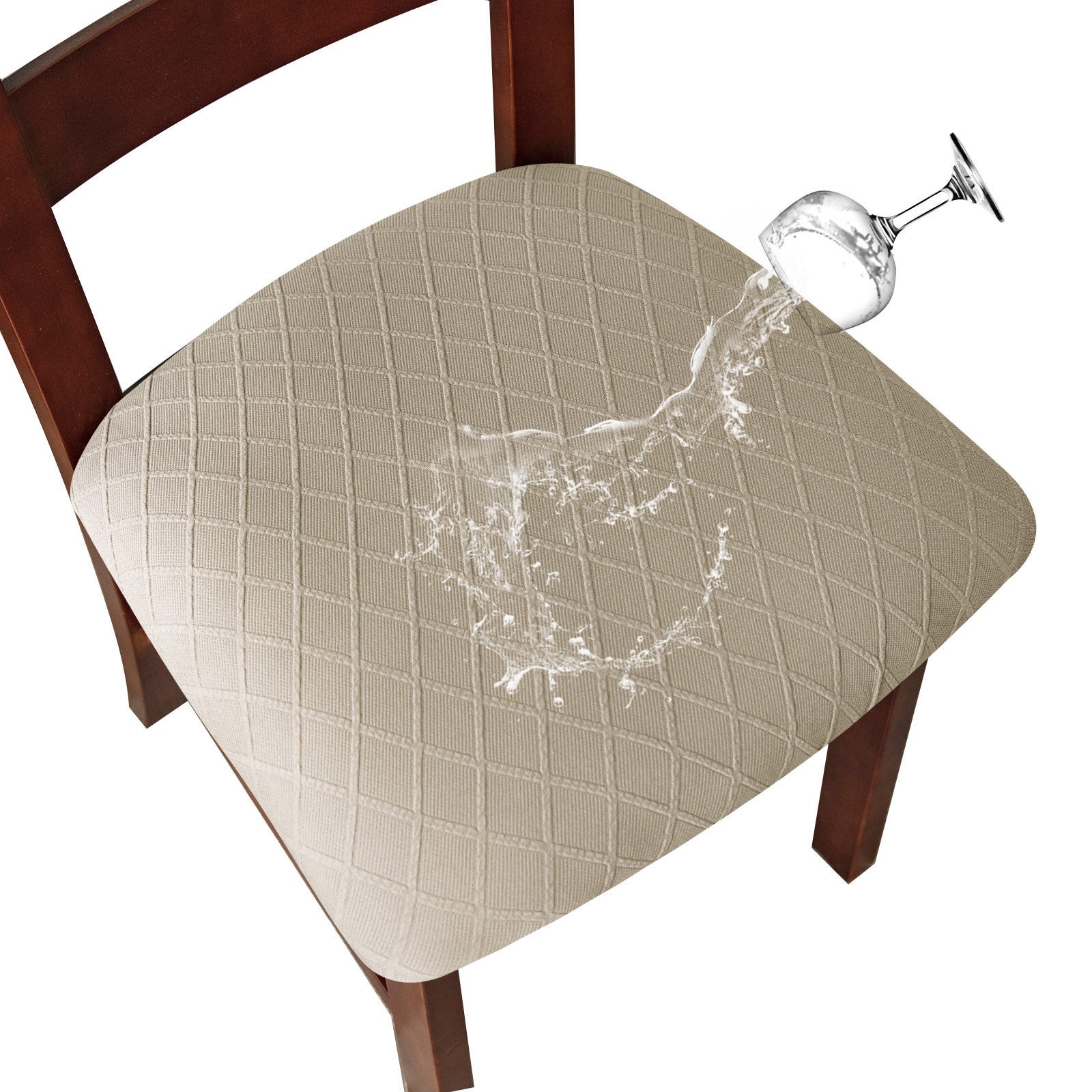 Housses De Chaise Stretch Jacquard Imperméables KELUINA - 6 Pièces Gris Pour Salle à Manger