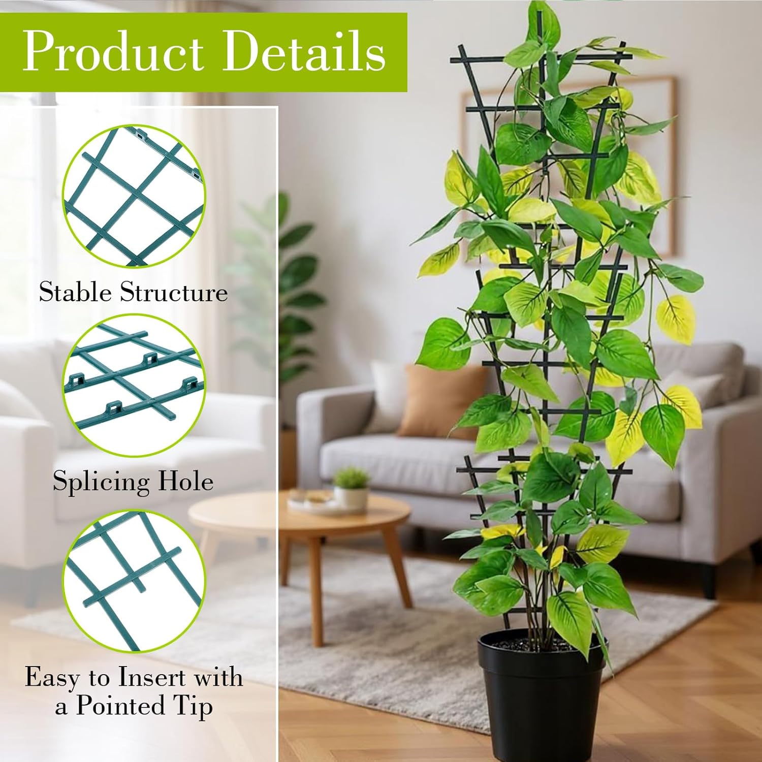Lot de 6 petits treillis pour plantes en pot, 25 x 15.2 cm, treillis empilables d'intérieur pour plantes grimpantes - 2