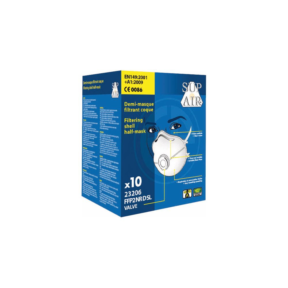 Masque respiratoire coque avec valve Sup Air FFP2 D NR SL (boîte de 10) Blanc Unique - 3