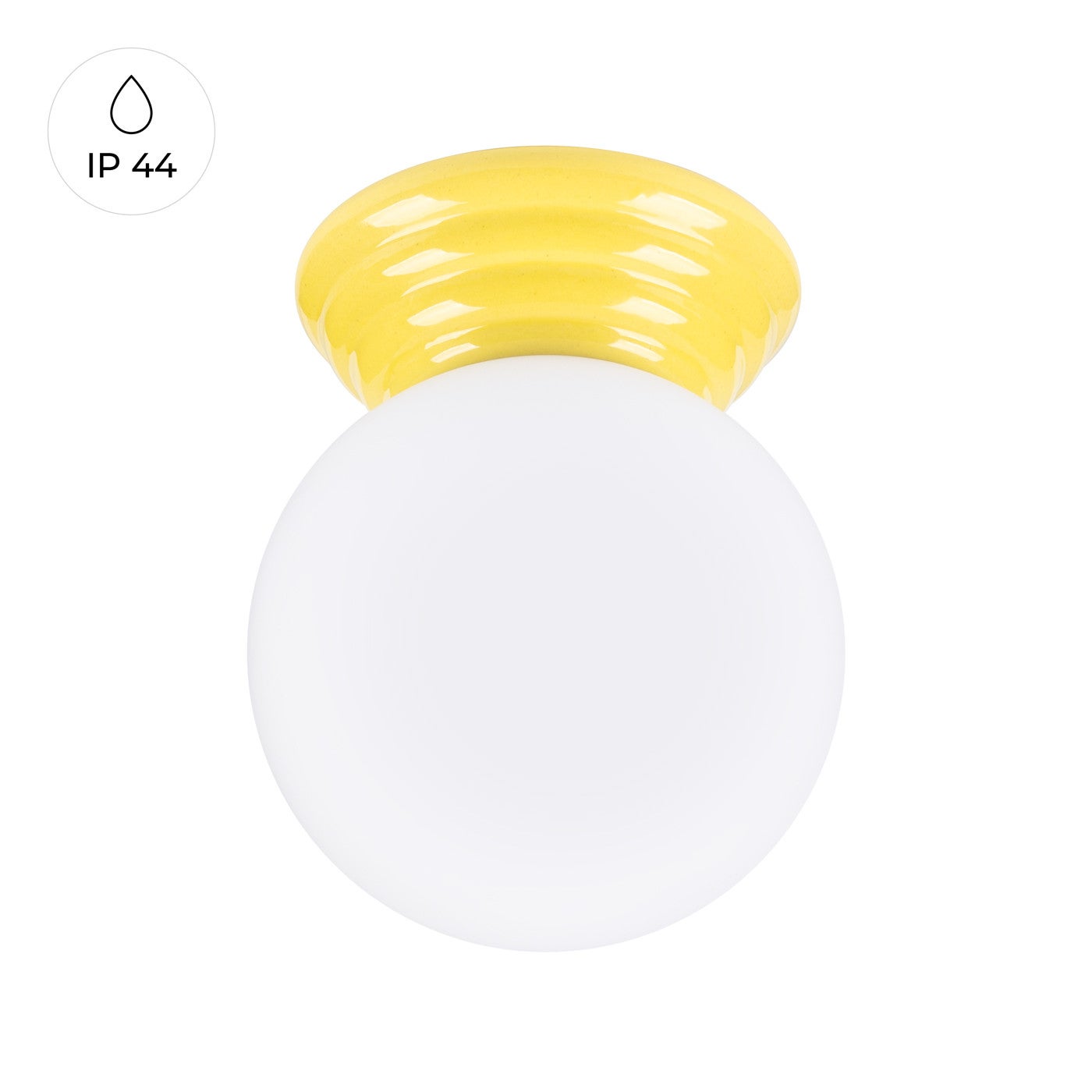 Lampa sufitowa ceramiczna szkliwiona ZORI żółto-biała 1xG9x8W ceramika / gips wym:12x12x16cm IP44 Sollux Lighting - 2