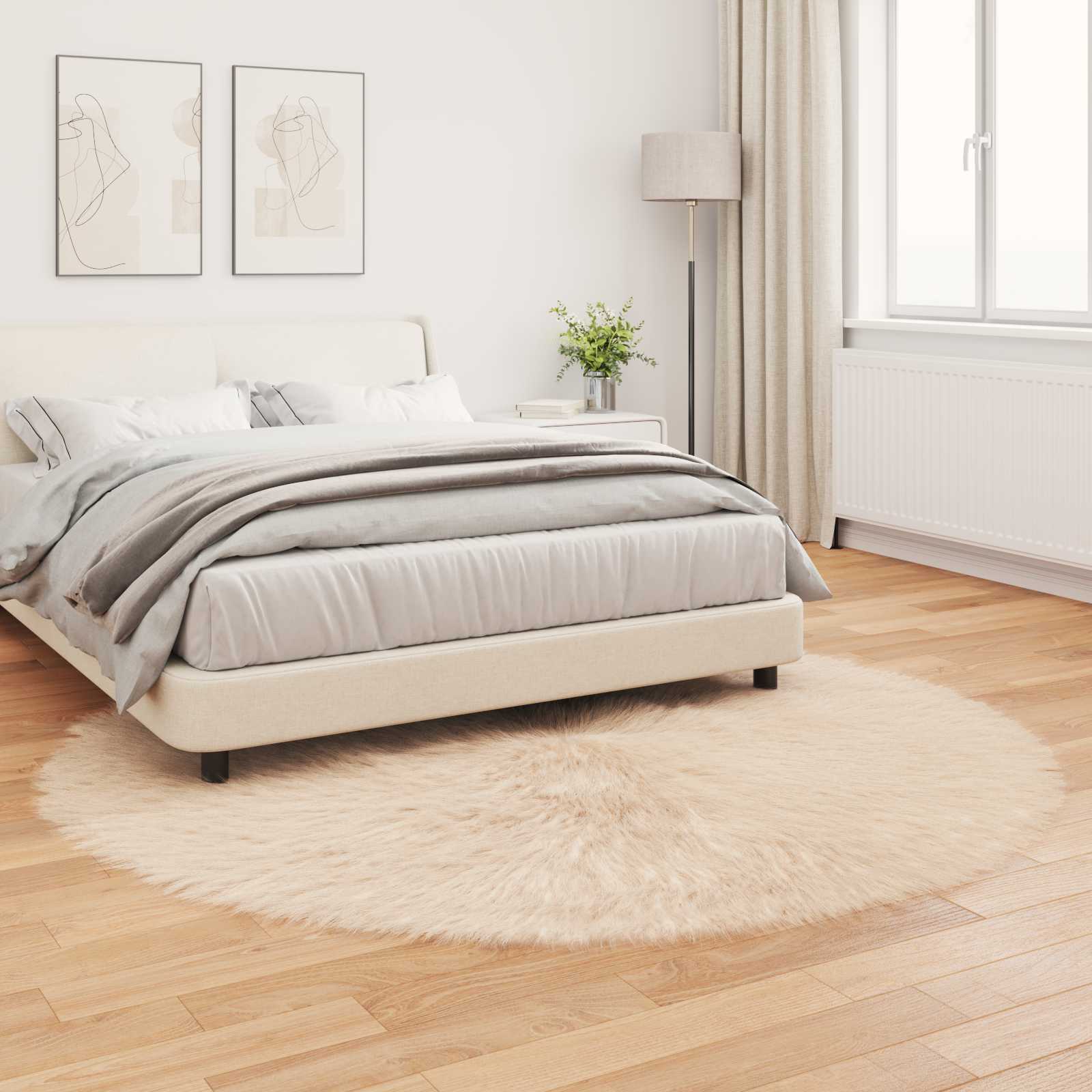 Tapis en polyester beige pour la terrasse, Ø 200 cm - 4