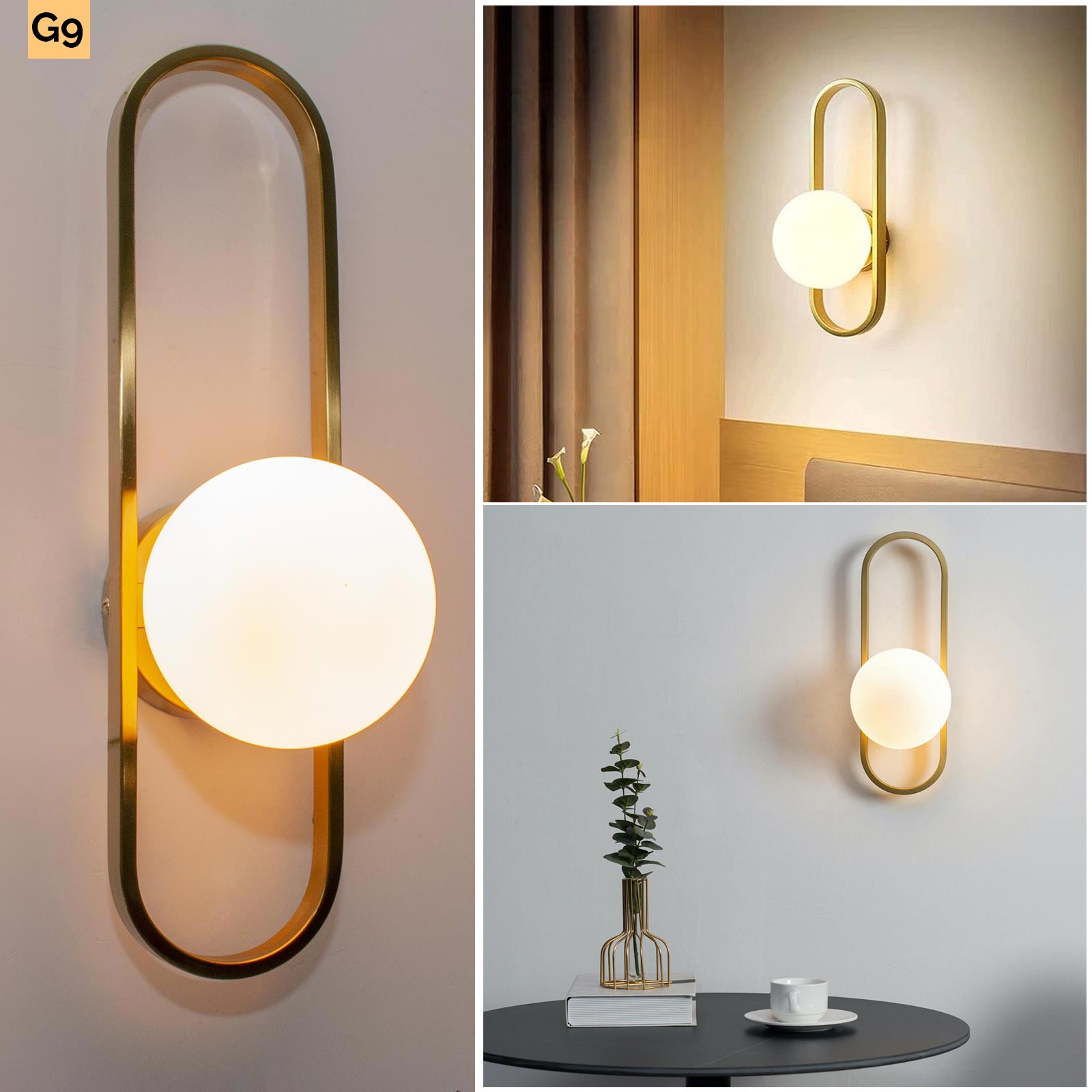 Applique Murale Avec Ampoule Led G9 Remplaçable, Lampe Murale Interieur