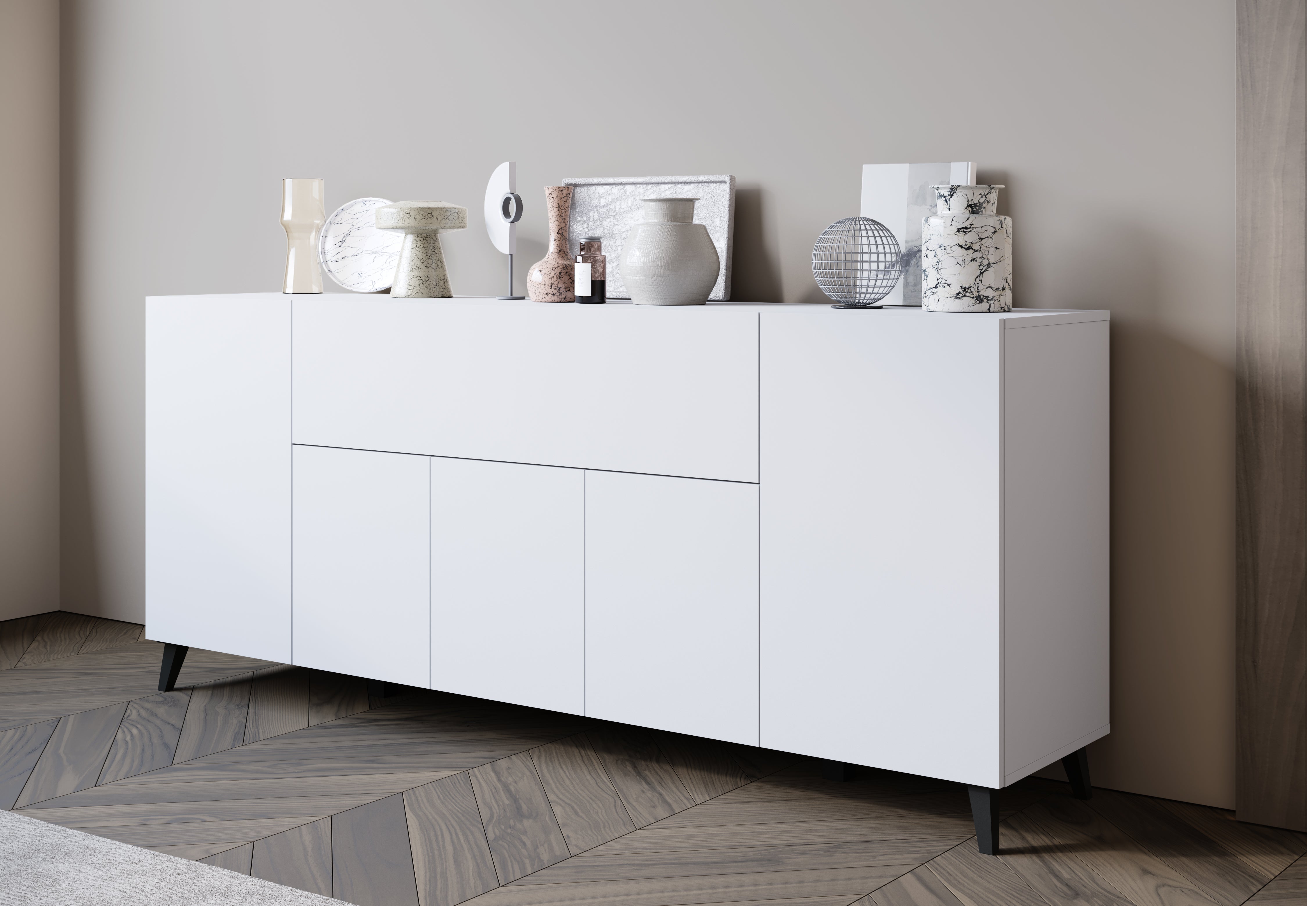 Komoda LOKET 180 cm biały/czarne nóżki - 2