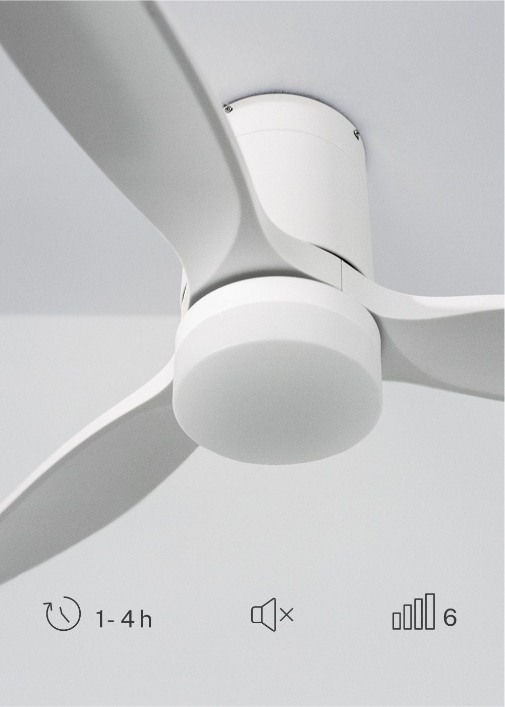 CREATE - WIND CALM S - Ventilateur de plafond silencieux 40W avec pales techniques en ABS Ø112 avec eclaraige sans wifi - 6
