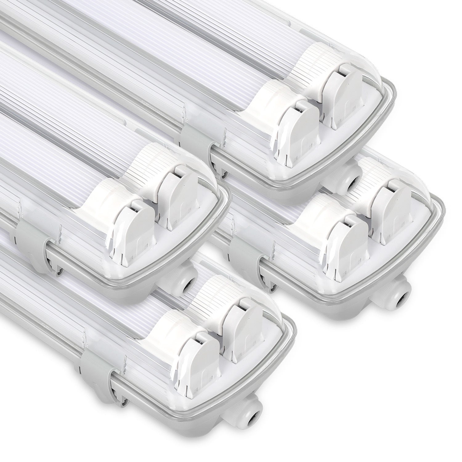 4x wodoodporna lampa listwowa LED do świetlówek T8 LED, IP65 150 cm, 2 x 24 W, neutralna biel