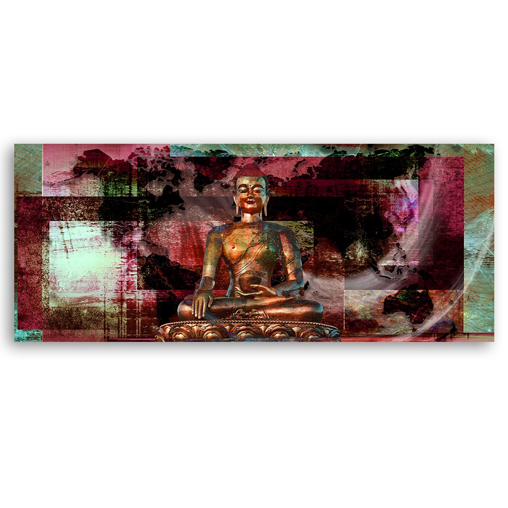 Tableau sur toile Statue de Bouddha rose 90x30 - 2