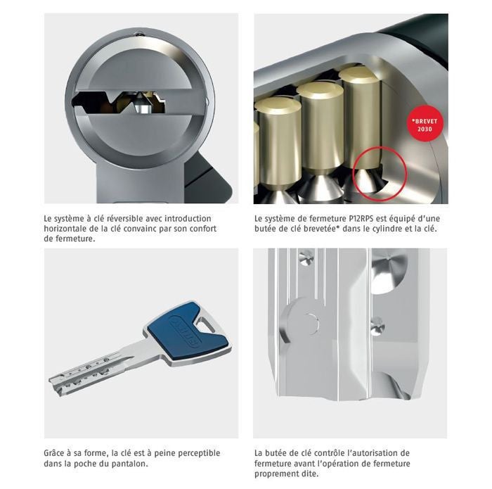 Demi-cylindre P12RPS 30x10mm alu avec 5 clés couleurs réversibles Abus - 4