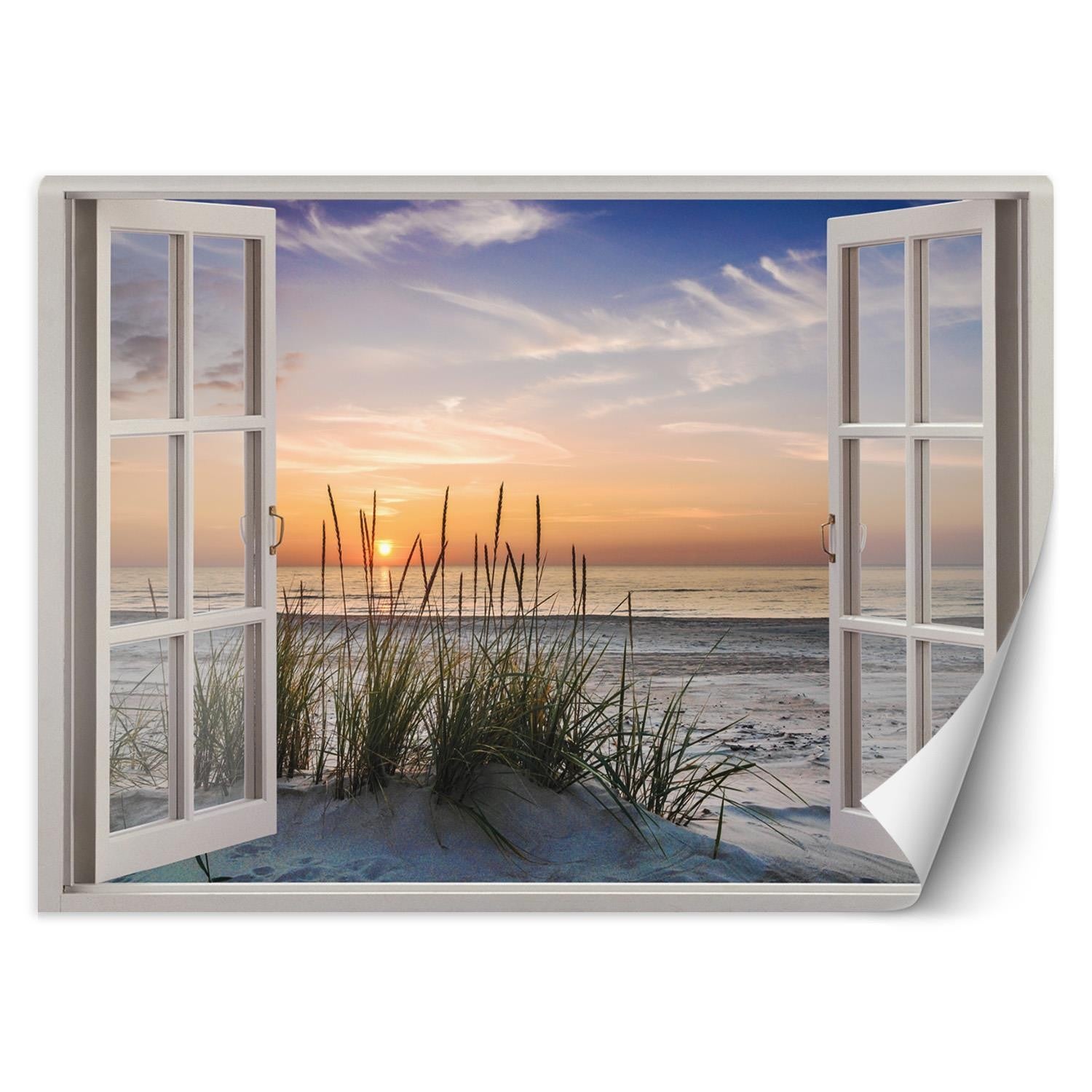 Fototapeta, Okno zachodzące słońce na plaży 280x200
