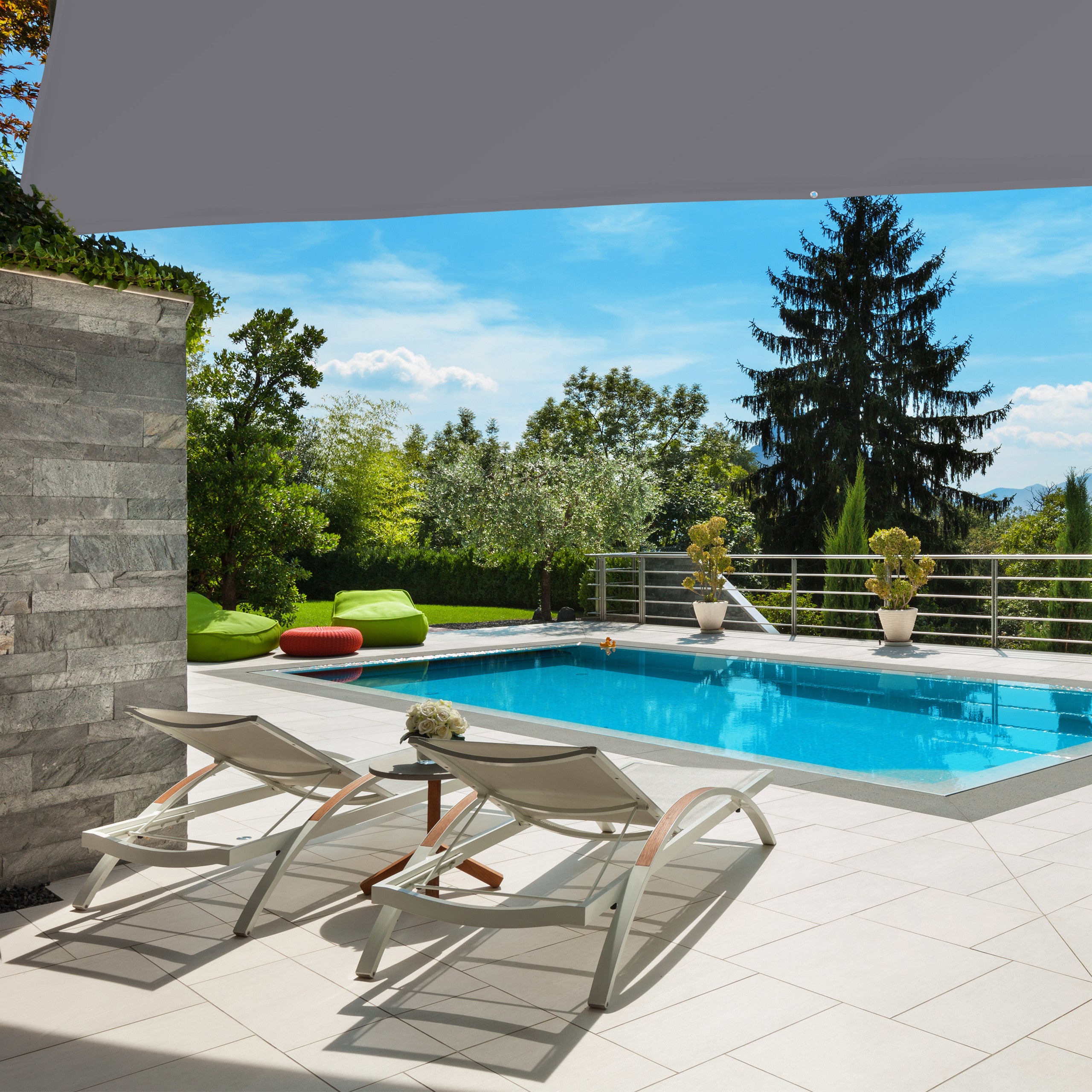 Relaxdays Voile d’ombrage trapèze diffuseur d’ombre protection, résistant à l'eau et UV, terrasse toile 3x4x2x2 m, gris - 2