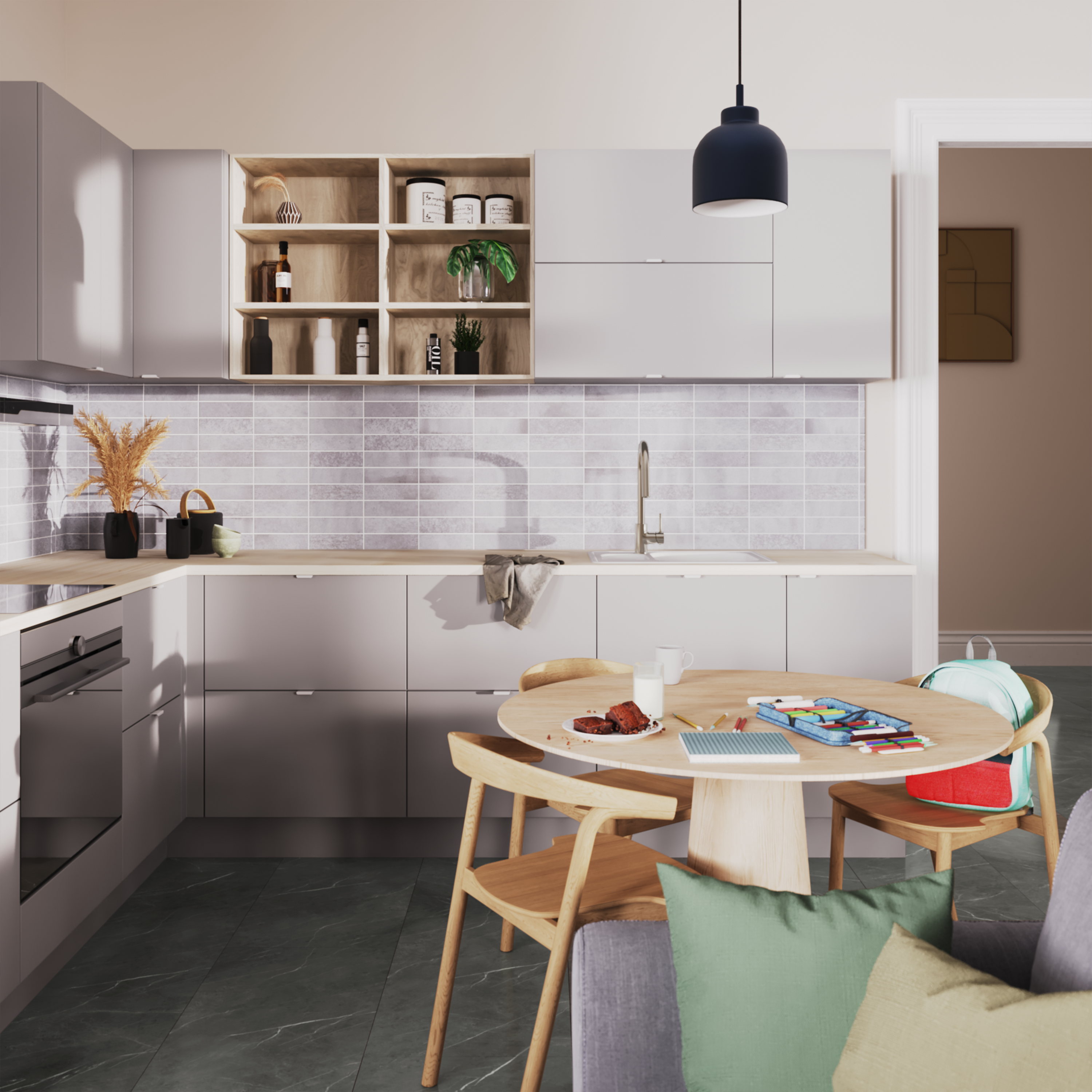 ARTENS - Pavimenti in PVC - Piastrelle in PVC ad incastro ALBURY - INTENSO - Effetto marmo - Grigio - Dimensioni L.91,4 cm x P.45,7 cm - Spessore 4,5 - 7
