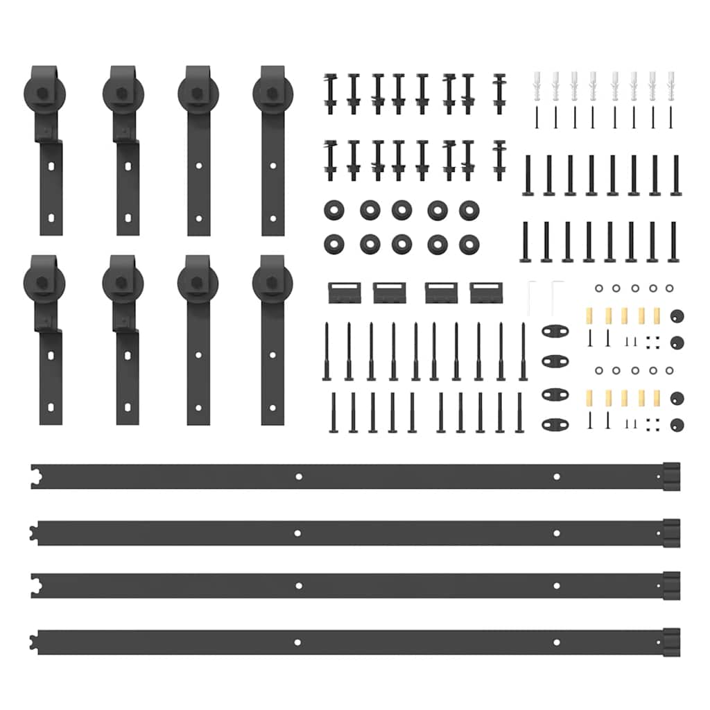 vidaXL Kit di Binari per Porte Scorrevoli 400 cm Acciaio Nero - 5