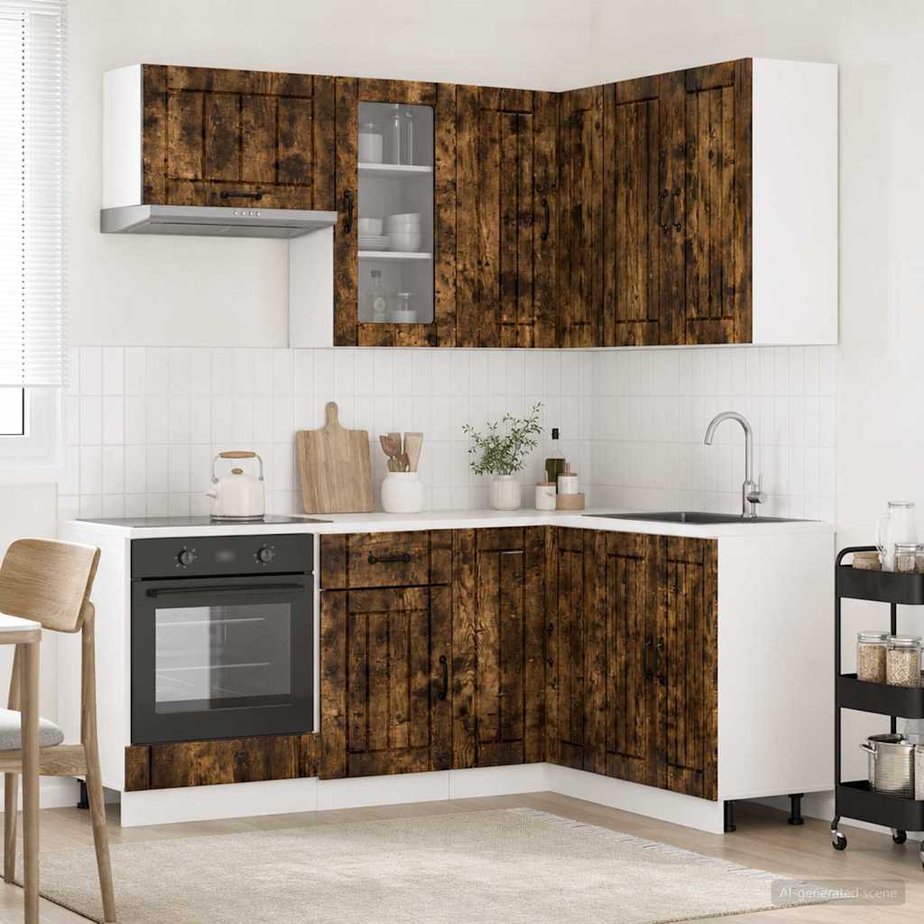 Vidaxl Unidad De Cocina Lucca 8 Uds. Roble Ahumado , Leroy Merlin