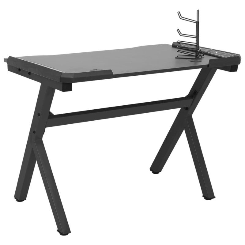 Bureau de jeu à LED en forme de Y noir 90x60x75 cm - 6