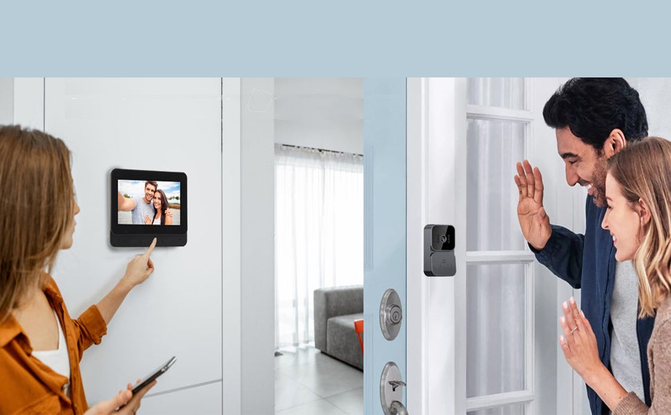 Sonnette vidéo sans fil standard, sonnette sans fil avec caméra, équipée d'un écran, sans carte - 6