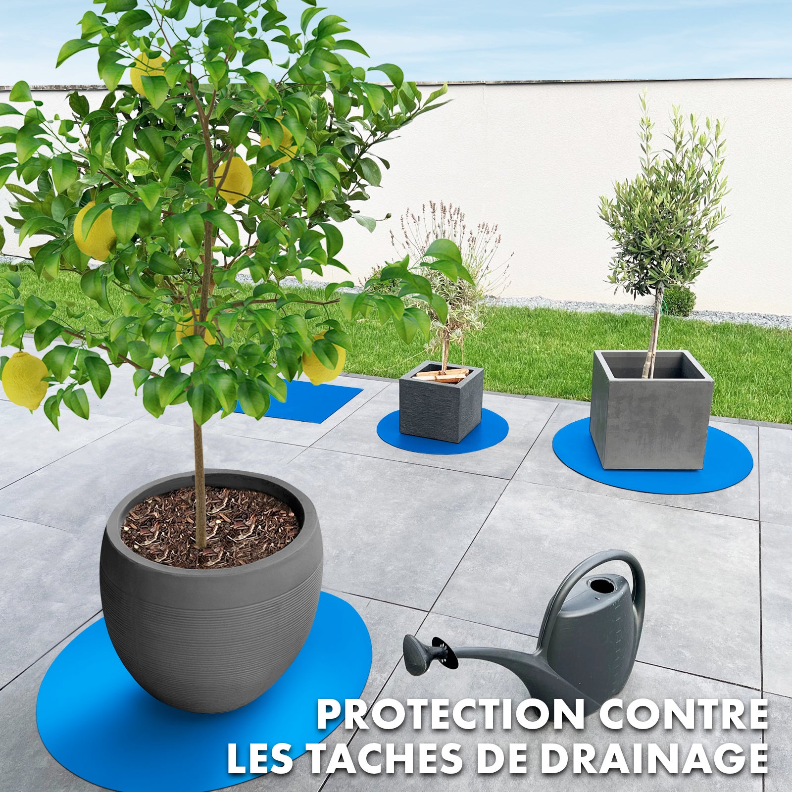 Tapis de jardinière Dessous de Pot de Fleur Majesty, Rond 90 cm, Bleu - 4
