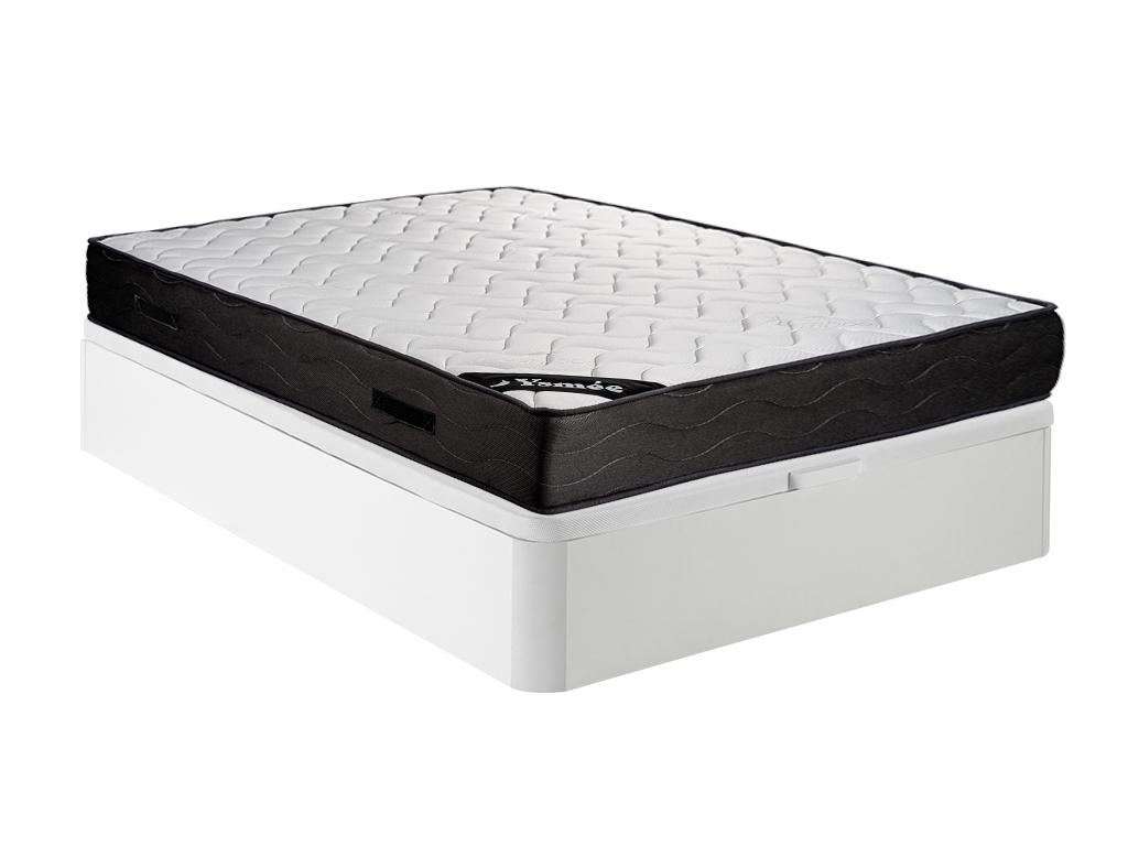 Zestaw 140 x 190 cm stelaż ze skrzynią biały + materac o grub. 24 cm z 7-strefowymi sprężynami kieszeniowymi i pamięcią kształtu - MERISI marki YSMÉE