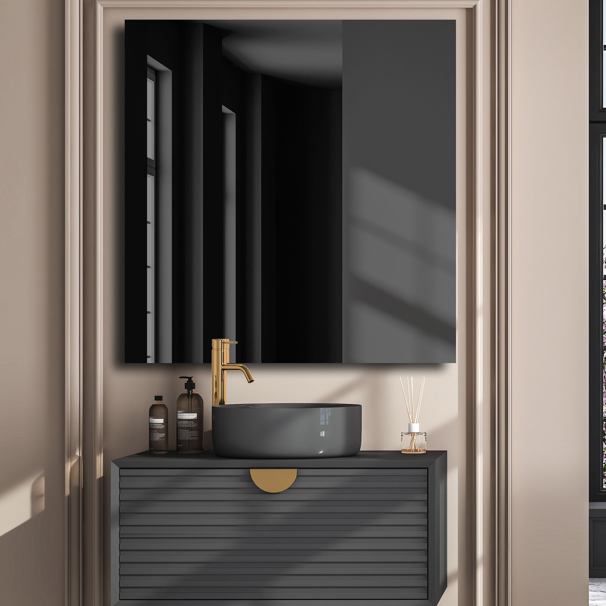 Miroir mural rectangulaire à suspendre 140x90cm – Miroir décoratif pour salon, salle de bain, entrée (L197) - 8