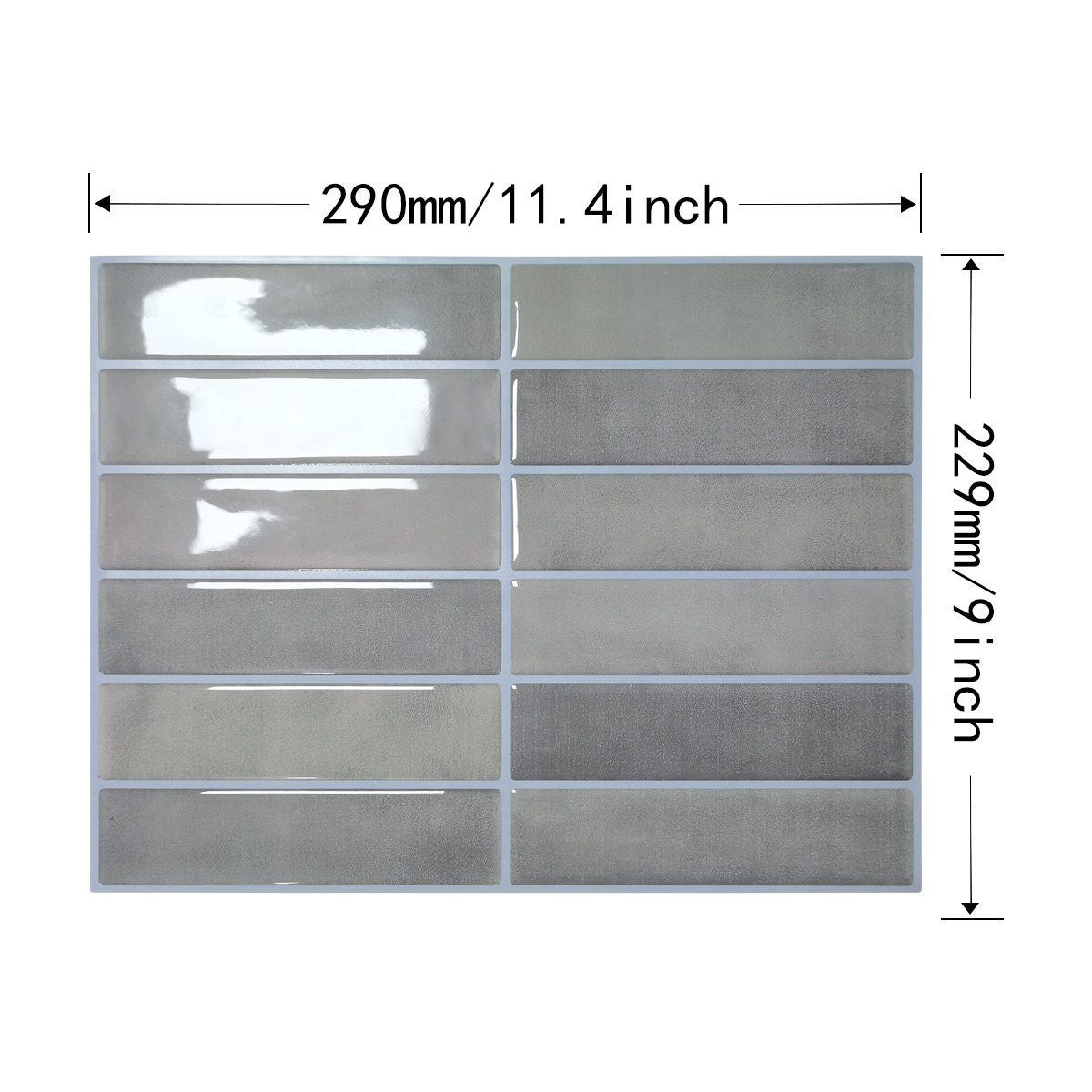 Lot de 10 crédences adhésives pour cuisine, salle de bain, carrelage mural, gris clair - 2