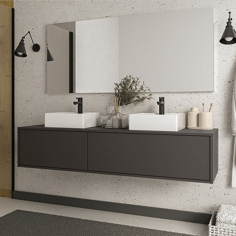 Szafka łazienkowa wisząca pod umywalkę - Antracytowy - szer. 150 cm - ISAURE II