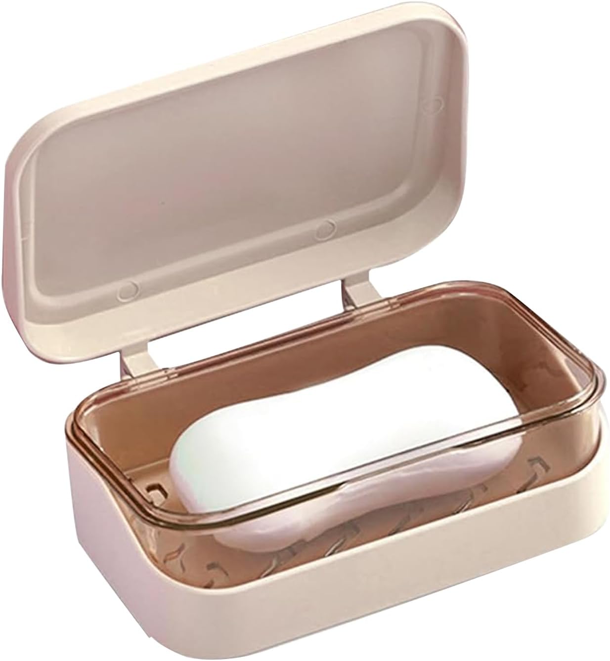 Portasapone Rettangolare Con Scolapiatti Rimovibile E Coperchio - 2 Strati Per Bagno E Viaggio, Bianco