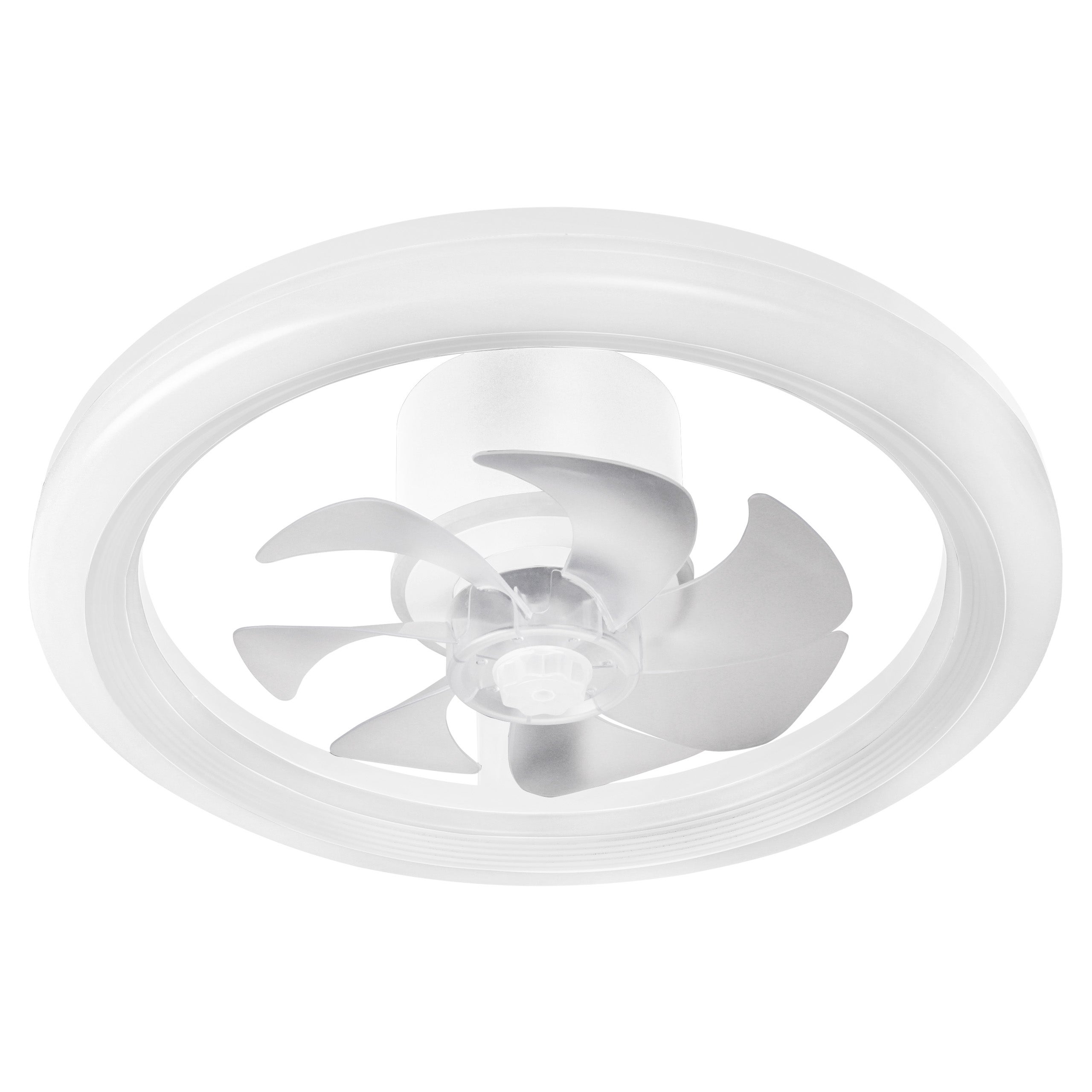 Plafon LED 3CCT 45W 50cm z wentylatorem pilotem i aplikacją okrągły do domu biura biały XUDO