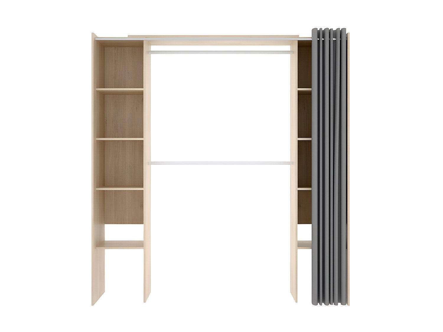 Dressing extensible DORIAN avec rideau - L110/180 cm - Coloris : Chêne et gris - 2