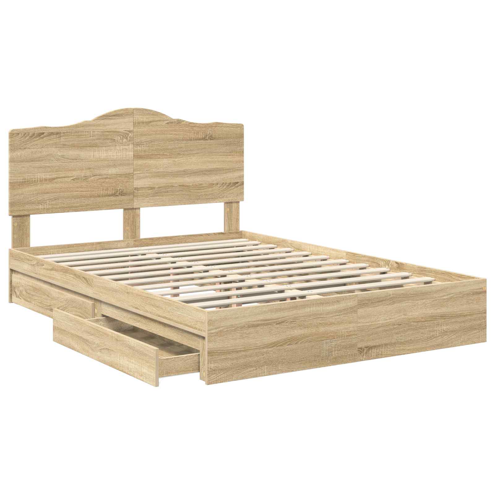 Lit de rangement chêne 140 x 200 cm panneau de bois - 5