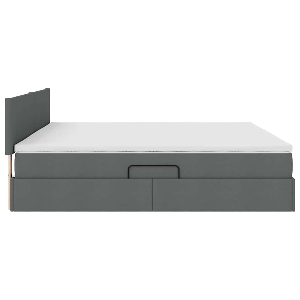 Lit avec rangement et matelas gris foncé 200 x 200 cm velours - 9