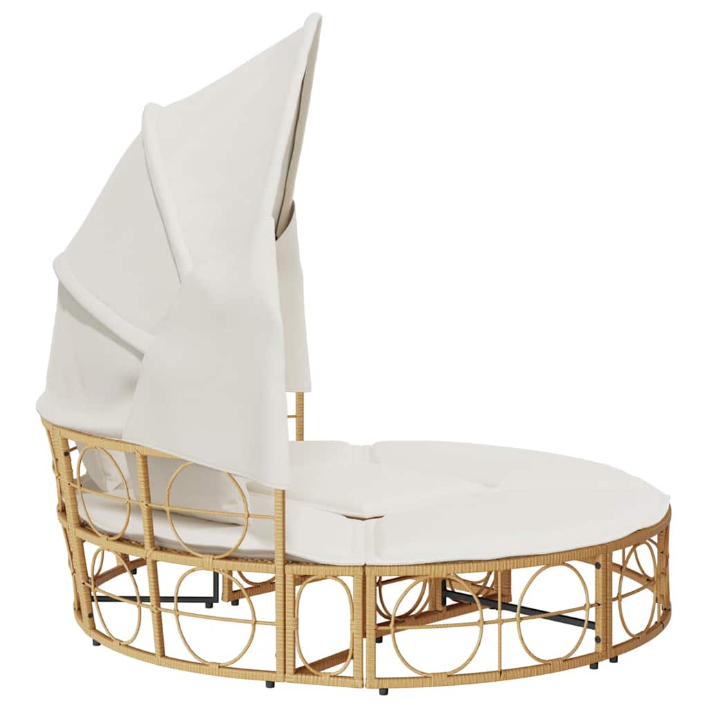 Lit de repos d'extérieur avec auvent et coussins résine tressée vidaXL - 7