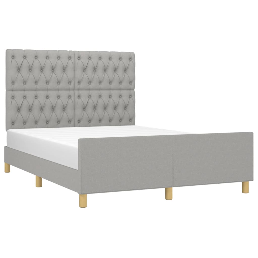 Cadre de lit sans matelas gris clair 140 x 200 cm tissu - 3