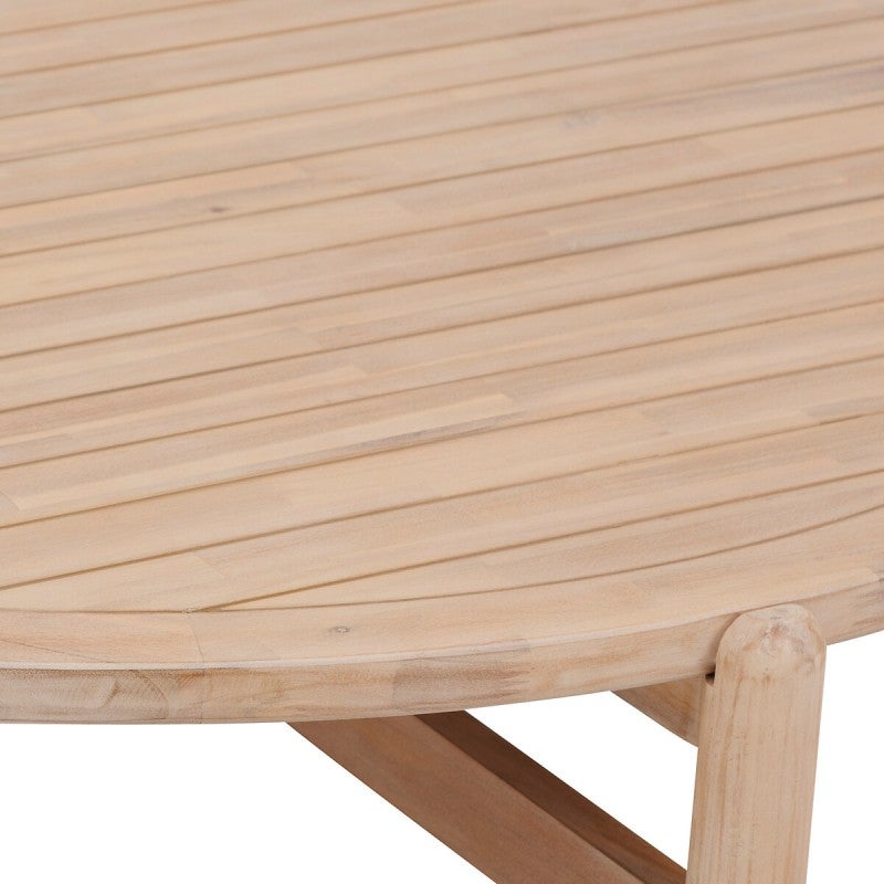Table basse de jardin rond en Acacia Beige - 4
