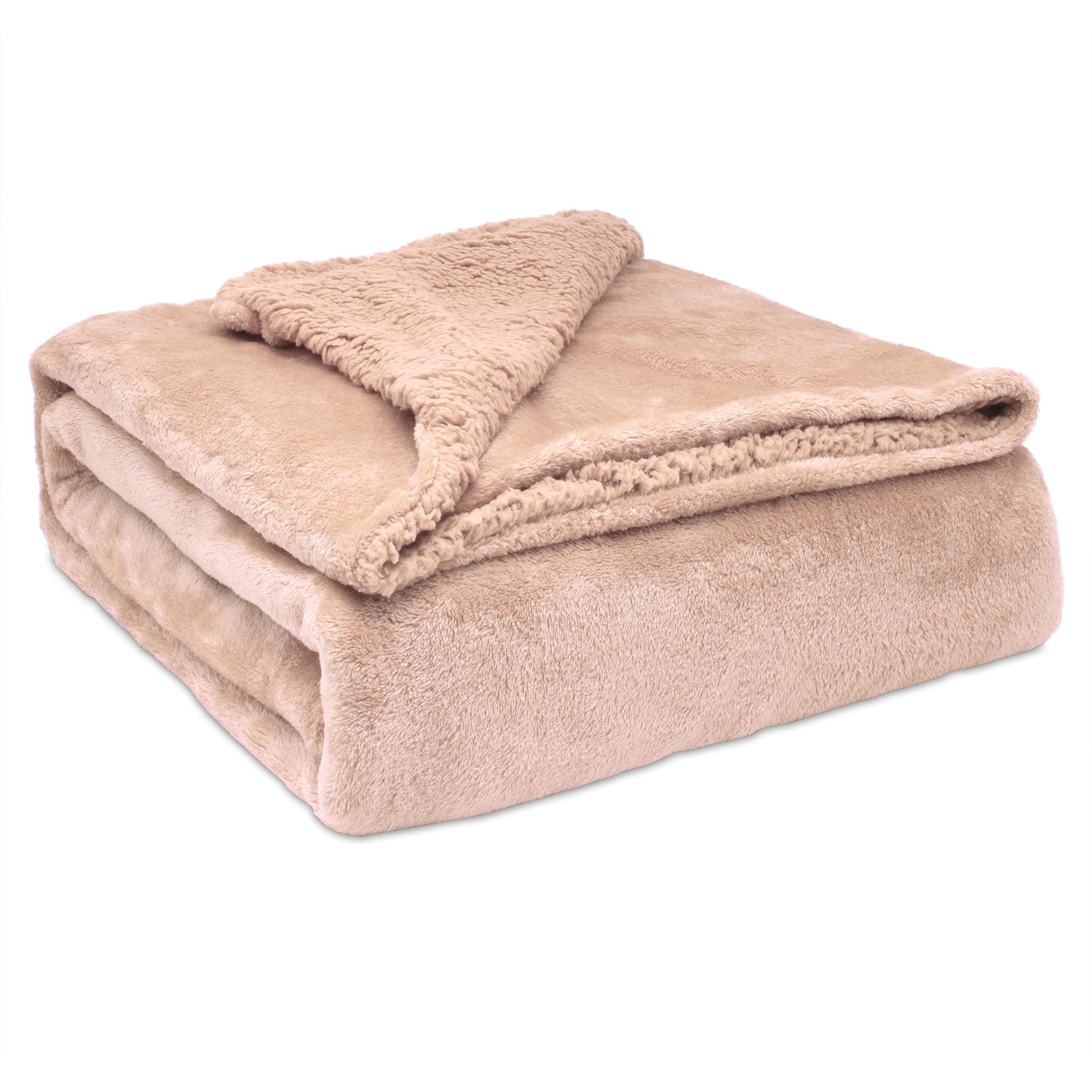 Manta sofá invierno grande sedalina lisa y borreguito polar sherpa 220x240cm calentita gruesa, briebe, coral, -