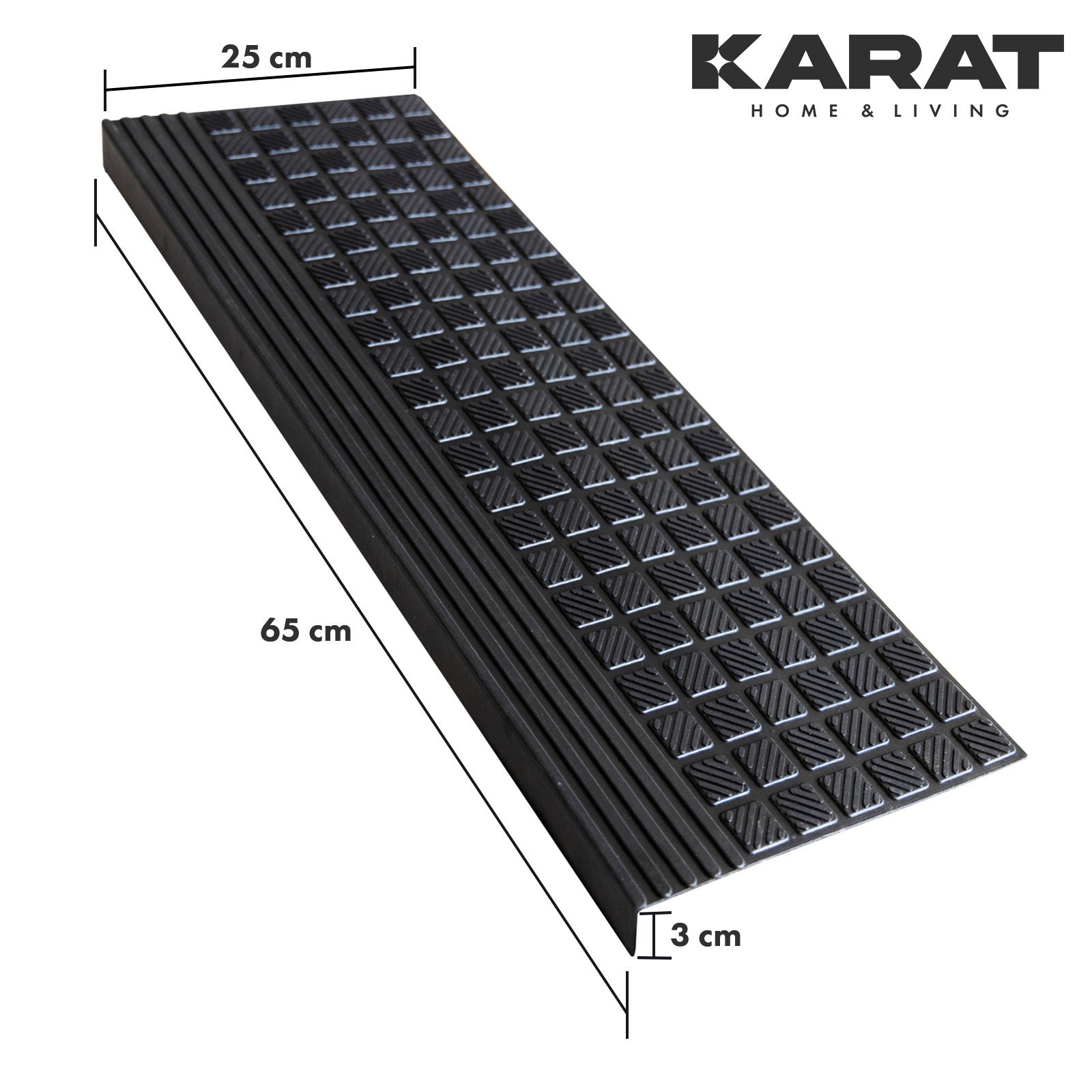 Tapis d'escalier extérieur avec structure de surface striée, Diamond, 25 x 65 cm, 1 pièce - 2