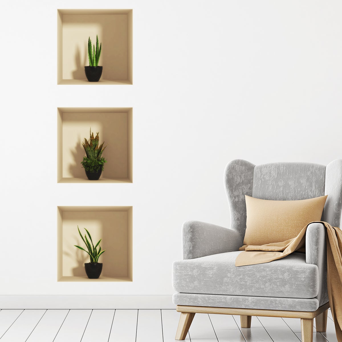 Adesivo effetto 3D piante d'appartamento - Sticker adesivo - adesivi murali - 30x90cm - 3