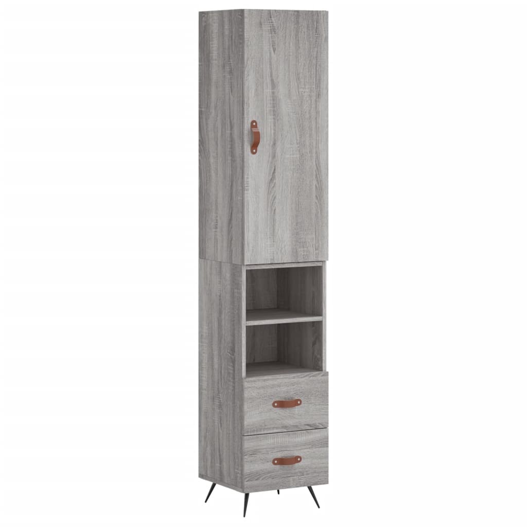 Credenza alta Sonoma grigia 34,5x34x180 cm MDF - 2