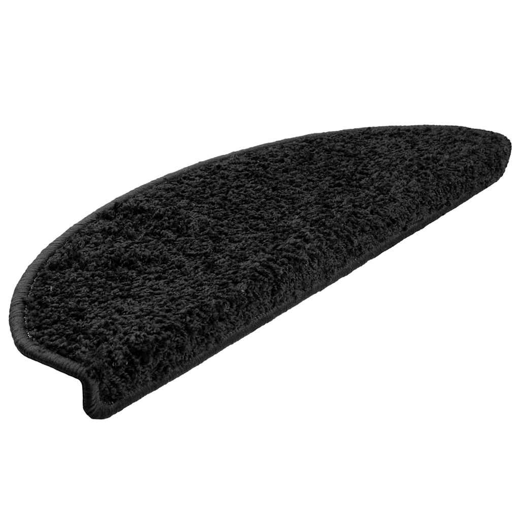 vidaXL Tapis d'escalier 20 pièces 65 x 21 x 4 cm Noir Demi-rond Grand - 2