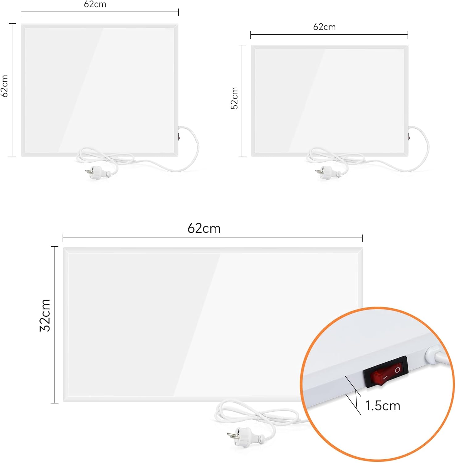 ZMH Aquecedor infravermelho de parede de 350W com eficiência energética e proteção contra sobreaquecimento para quarto/sala de estar - 4