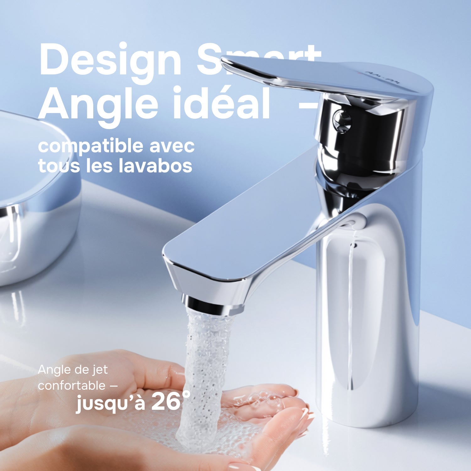 Mitigeur de Lavabo, Robinet de Lavabo, Mitigeur Salle de Bain Robinet de lavabo Chromé Hit, taille S,FTA02100 AM.PM - 8