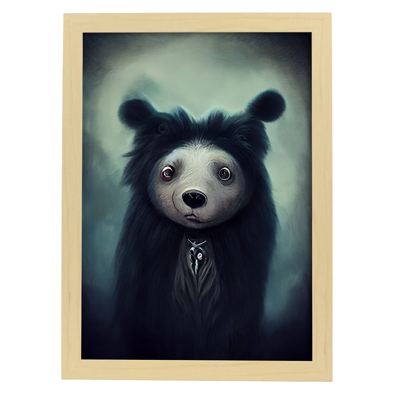 Nacnic lámina oso pardo racional estilo t burton ilustraciones y pósters de animales inspirados en el arte gótico de burton diseño y a3 marco madera