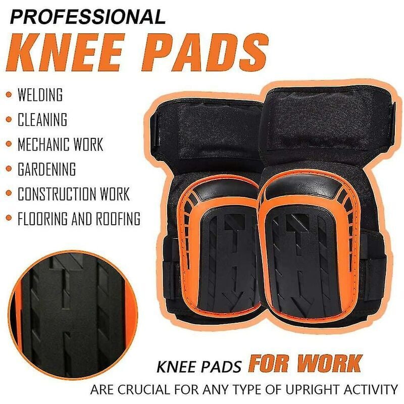 Joelheiras de trabalho, joelheiras profissionais, equipadas com tiras fortes e antiderrapantes para fornecer proteção - 4