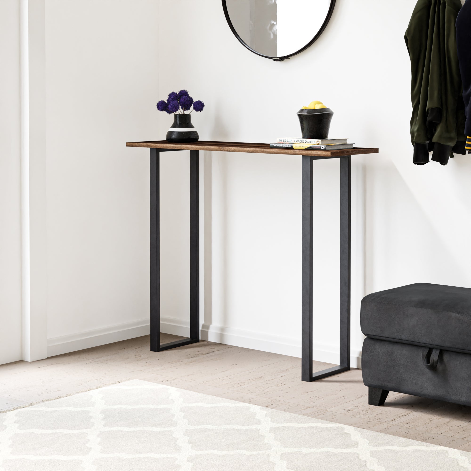 Set de 2 pieds de table Kauniainen acier 87 x 27 x 4 cm noir [en.casa] - 4