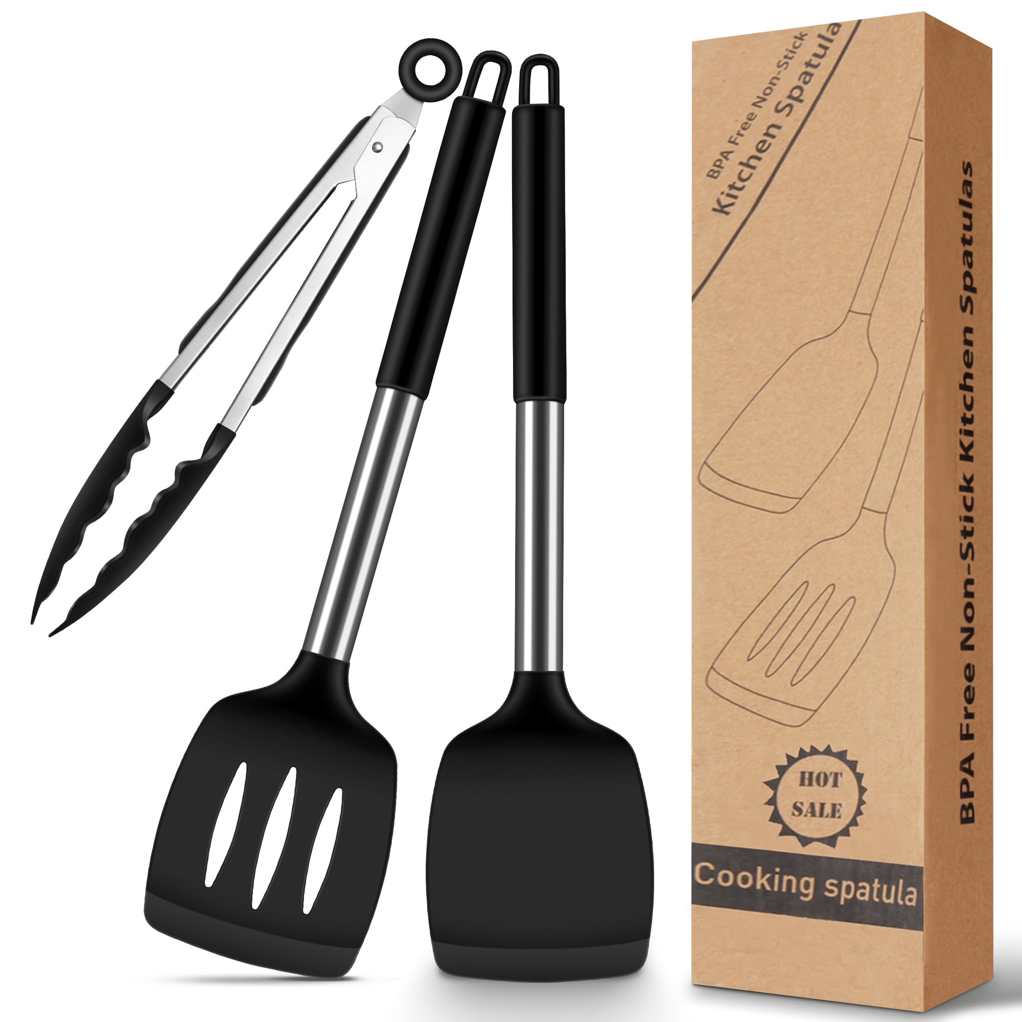 3 pezzi in silicone Spatola Set resistente al calore Spatole Turner 3 pezzi in silicone Spatola Set resistente al calore Spatole Turner