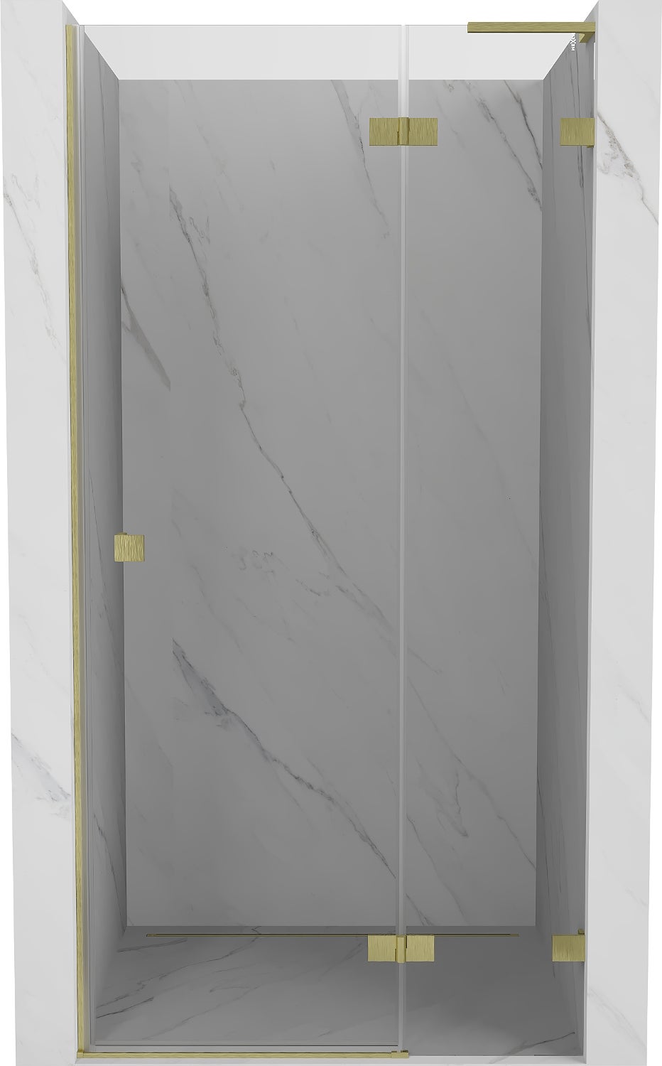 Mexen Lunar L drzwi prysznicowe uchylne prawe 70 cm, transparent, złote szczotkowane - 834L-070-000-55-00-P