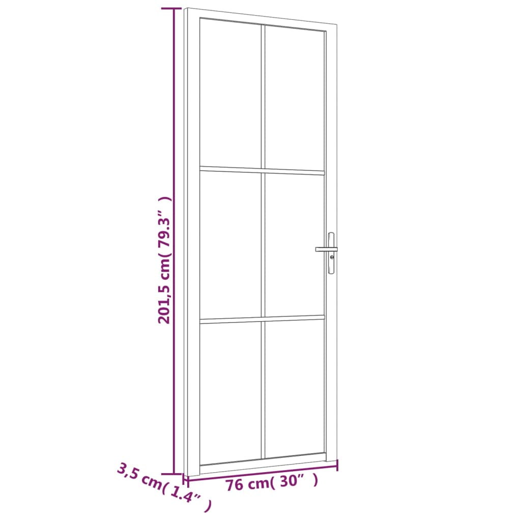 Porta interna 76x201,5 cm Bianco Vetro satinato Alluminio Rinforzato Design Moderno e Privacy - 6
