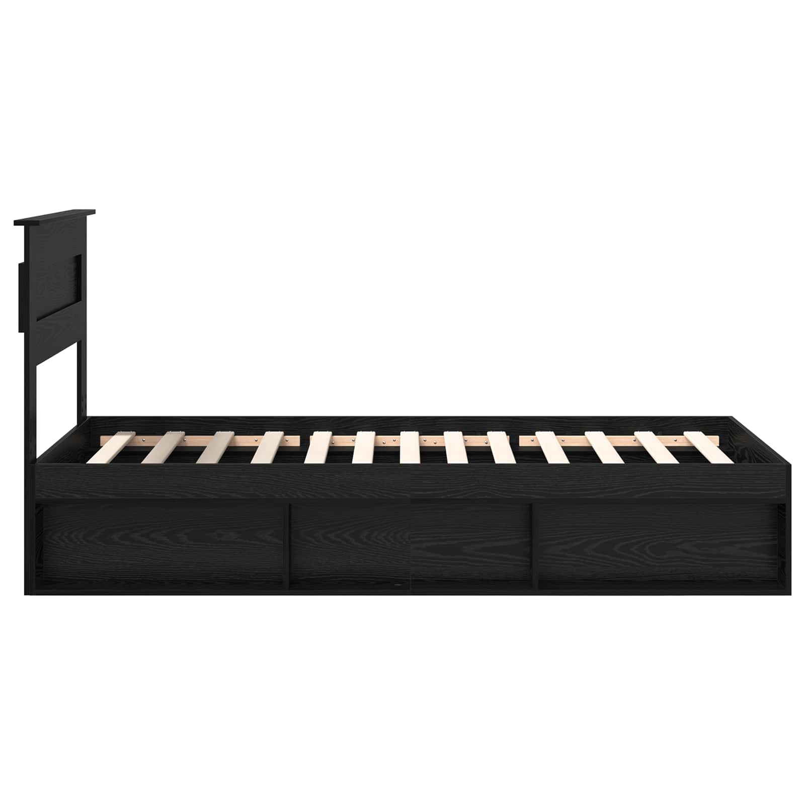 Cadre de lit chêne noir en panneau de bois pour la chambre, 75 × 190 cm - 8