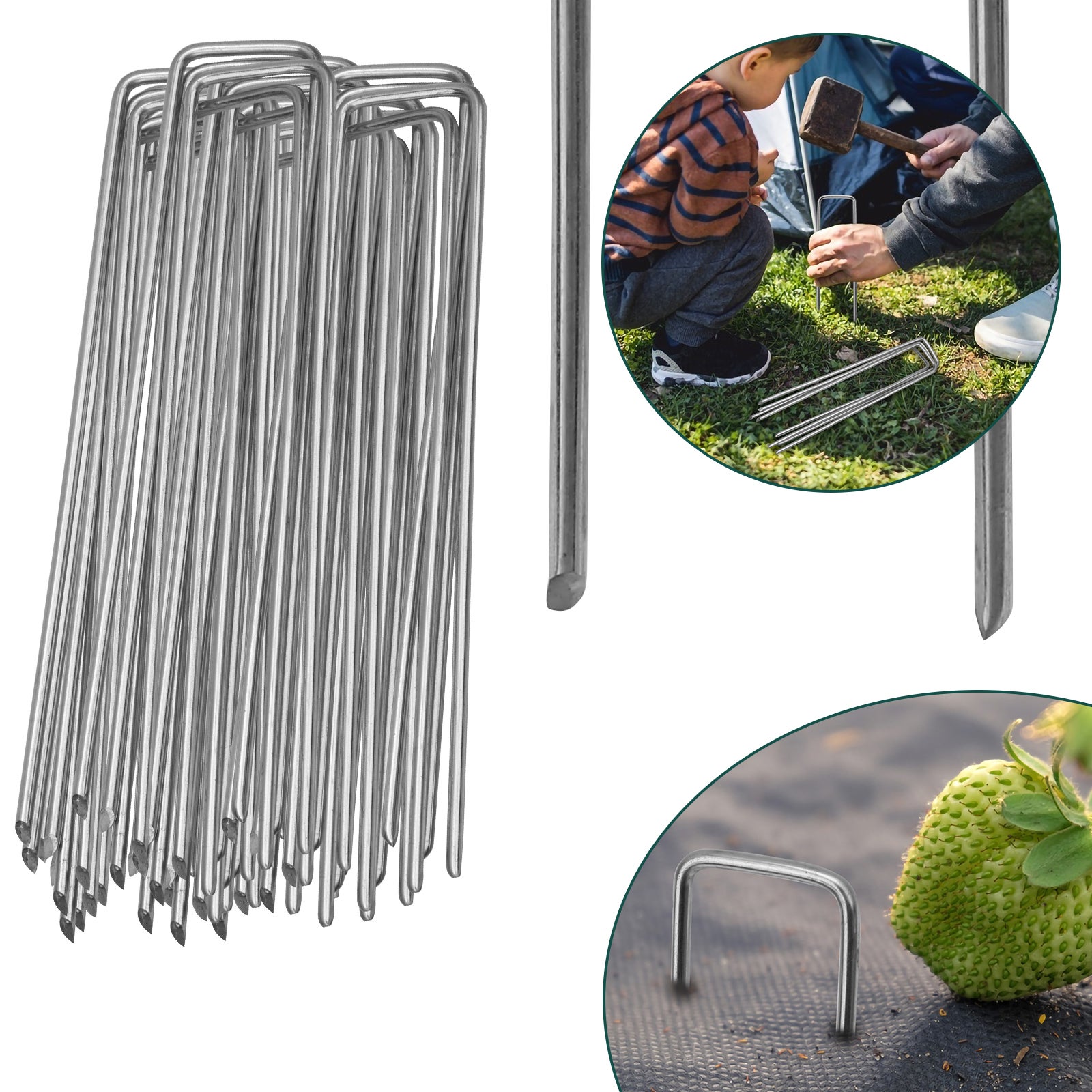 hannger Lot de 4 piquets d'ancrage au sol, piquets d'ancrage de terre, ancrage facile à crochet avec câble en acier galvanisé de 6,35 mm pour abri de