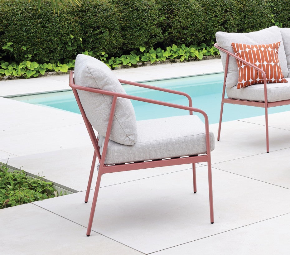 Salon bas de jardin en Métal Rouge 4 personnes - 4